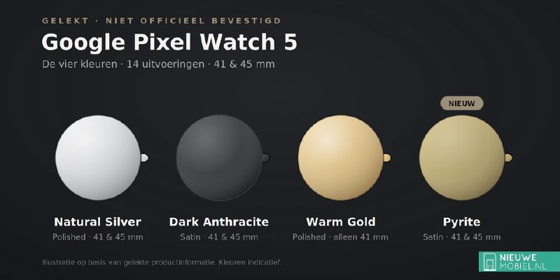 Upcoming Pixel Watch 5 Reveals Color Options and Pricing Ahead of Official Launch