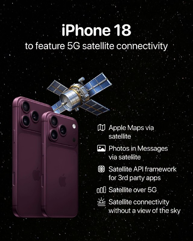 Les modèles d’iPhone 18 seront dotés d’une connectivité satellite 5G révolutionnaire