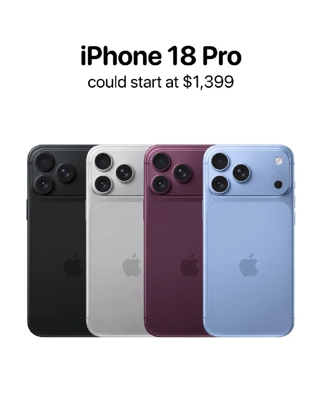 The iPhone 18 Pro could reportedly start at $1,399 due to high memory and storage costs 🚨