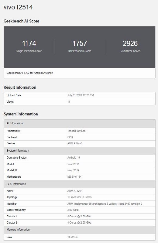iQOO I2514 ปรากฏบน Geekbench เตรียมเปิดตัวเป็นสมาร์ทโฟน Z-Series ใหม่