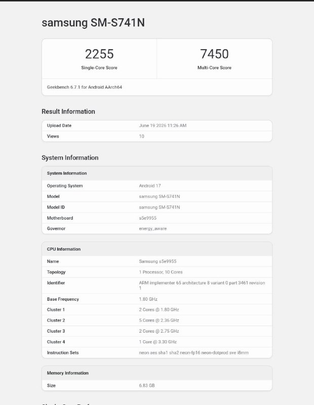 The Galaxy S26 FE has been spotted on Geekbench with the Exynos 2500 and 8GB of RAM!