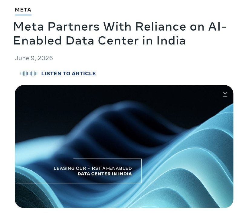 META × RELIANCE AI DATA CENTRE PARTNERSHIP 🇮🇳