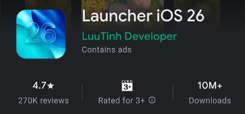 "IOS 26 Launcher Surpasses 10 Million Downloads on Google Play Store"