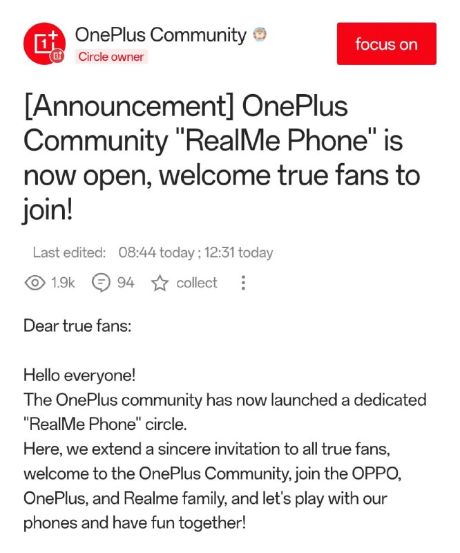 OnePlus Community has now launched a dedicated "RealMe Phone" circle