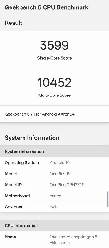 OnePlus 15: Phân tích so sánh điểm CPU giữa Geekbench 6 và Geekbench 7