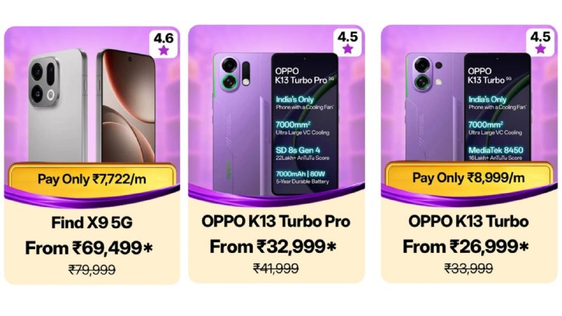 Flipkart GOAT 판매를 위한 독점 OPPO 스마트폰 거래 공개