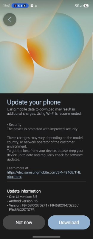 Galaxy Z Fold5 June Update Rolls Out in Thailand with Build Version F946BXXS7GZF1