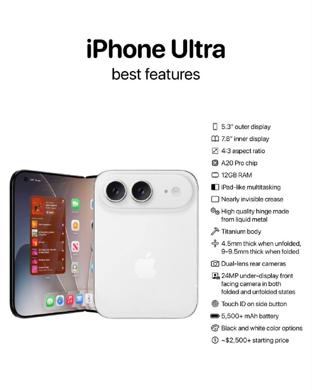 Đây là những tính năng tốt nhất của iPhone màn hình gập đầu tiên sắp ra mắt của Apple 🔥