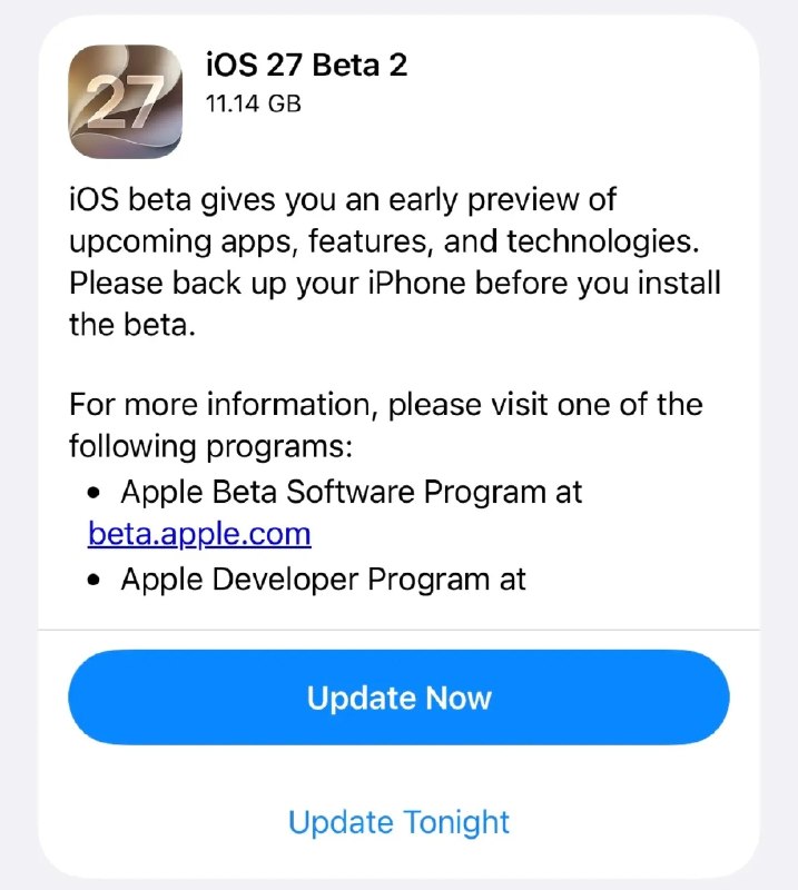 Apple has released iOS 27 beta 2 🚨