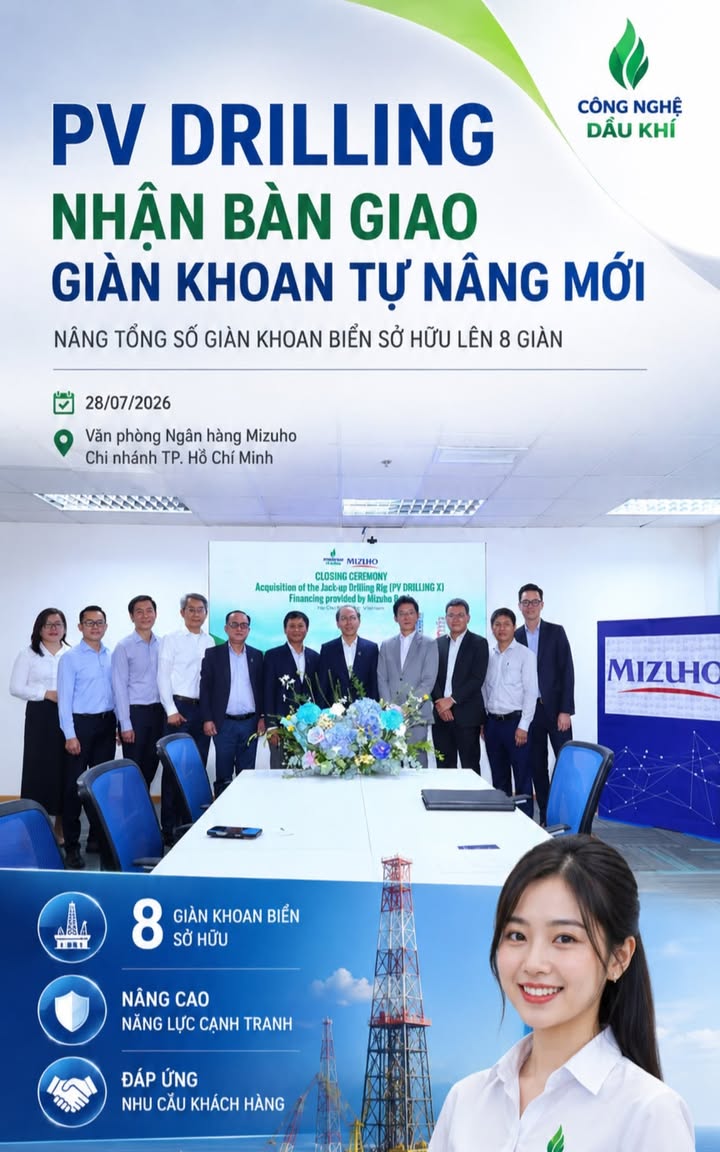 PV Drilling nhận bàn giao quyền sở hữu giàn khoan tự nâng mới đầu tư, mở rộng đội tàu lên 8 giàn kho