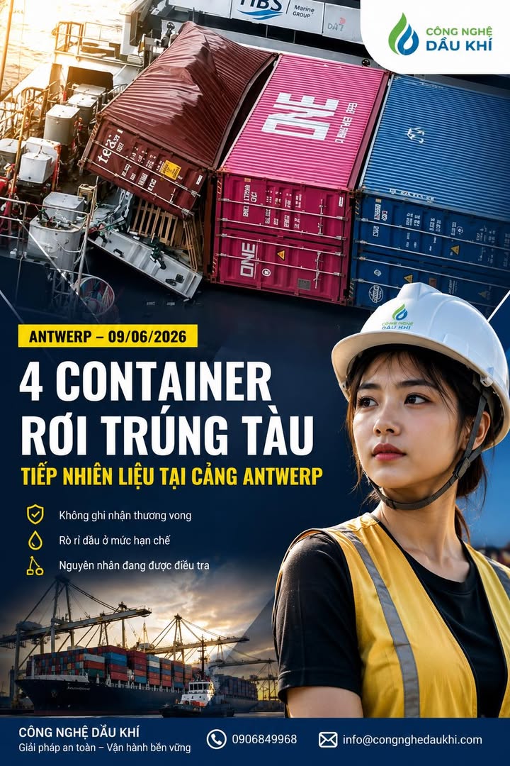 Bốn Container Từ Tàu COSCO Hope Rơi Trúng Tàu Tiếp Nhiên Liệu Tại Cảng Antwerp: Sự Cố Gây Chấn Động 