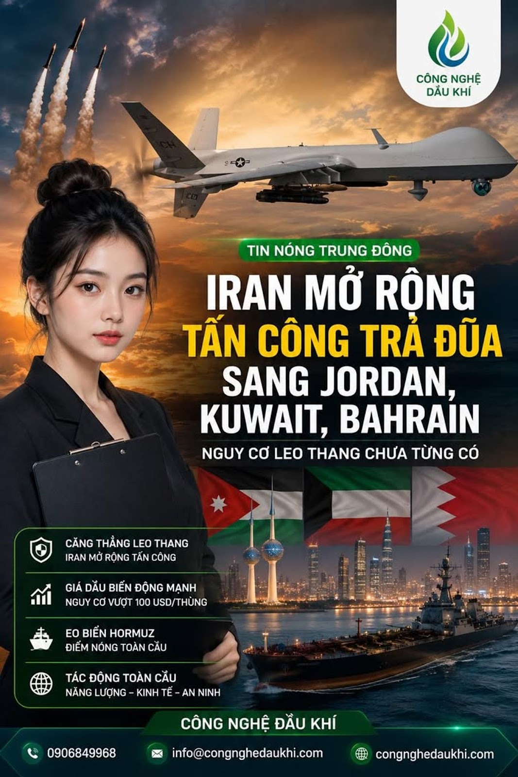 Iran Mở Rộng Tấn Công Trả Đũa Sang Jordan, Kuwait, Bahrain, Trung Đông Đứng Trước Nguy Cơ Leo Thang 