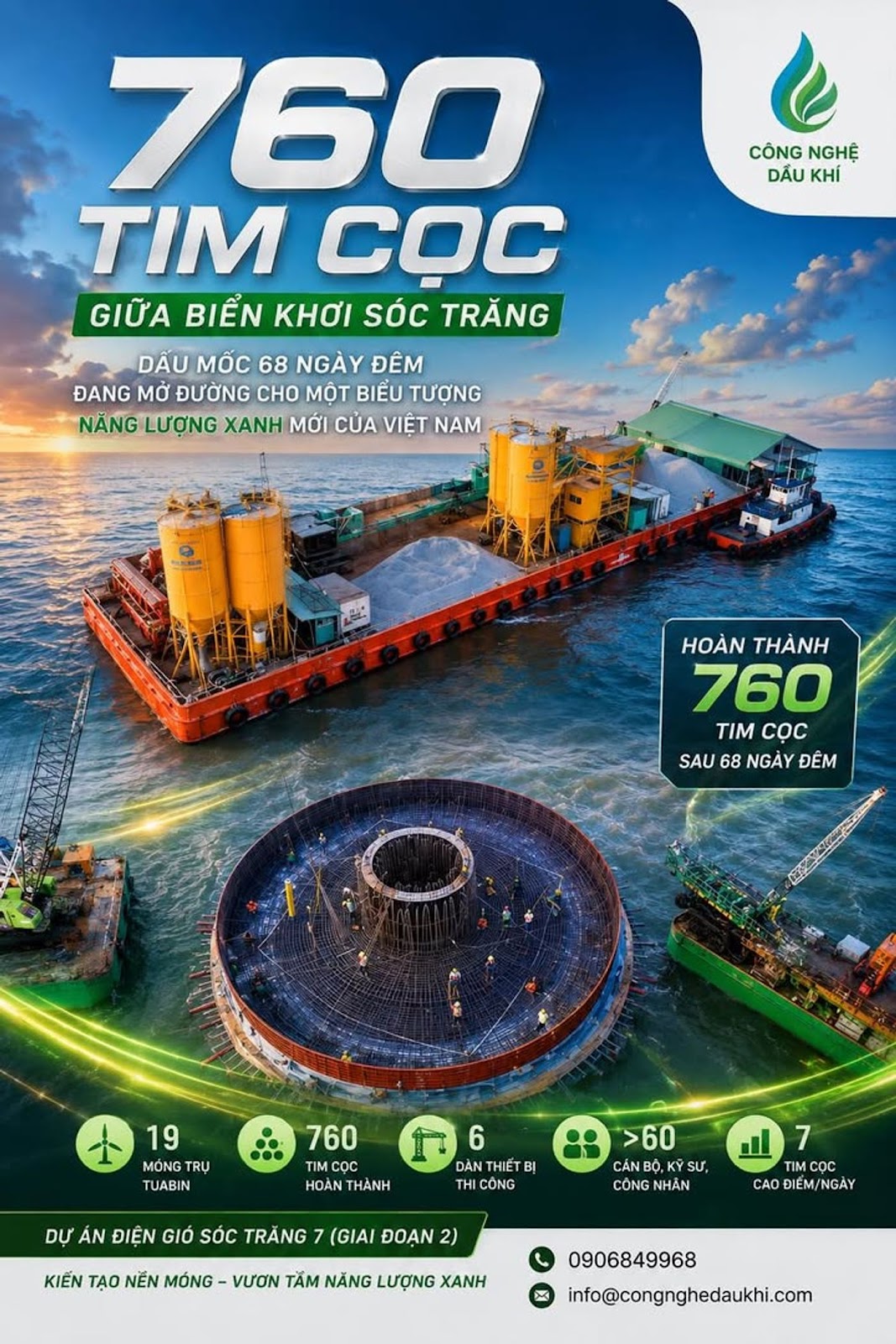 760 Tim Cọc Giữa Biển Khơi Sóc Trăng, Dấu Mốc 68 Ngày Đêm Đang Mở Đường Cho Một Biểu Tượng Năng Lượn