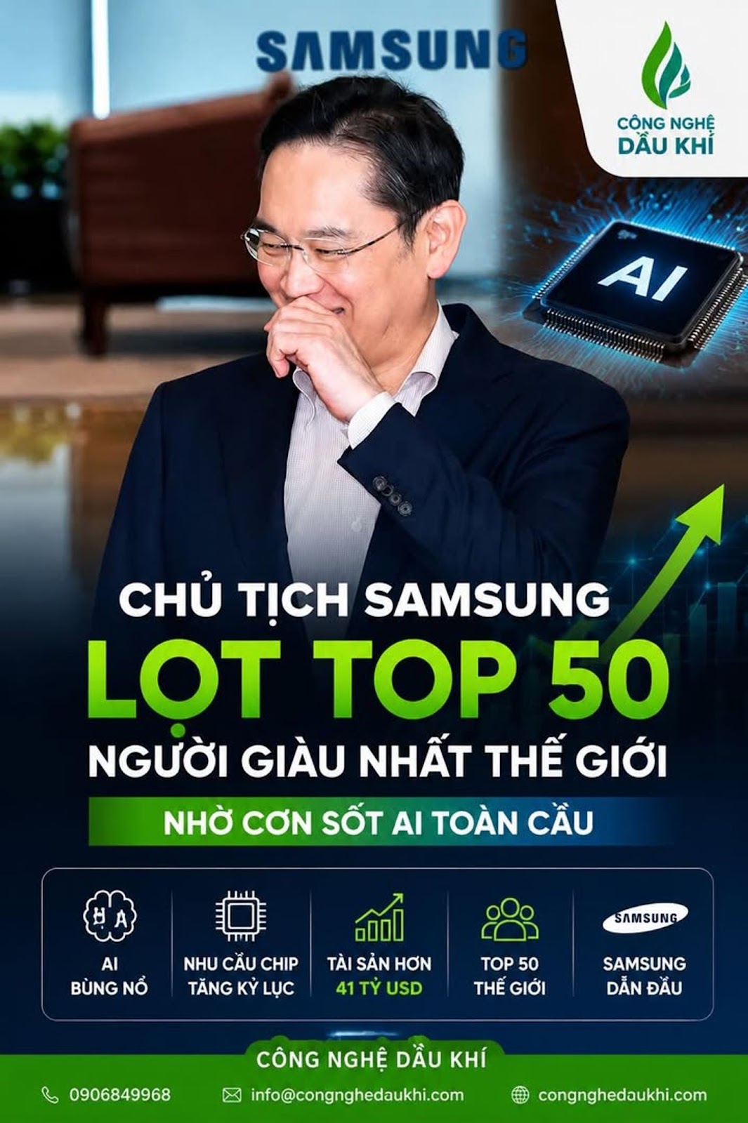 Chủ tịch Samsung Lọt Top 50 Người Giàu Nhất Hành Tinh Nhờ Cơn Sốt AI Toàn Cầu